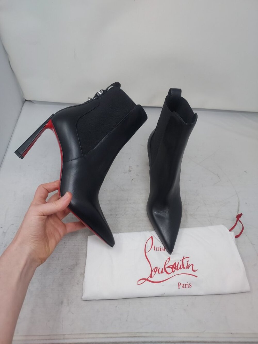 Christian Louboutin WOMENS NEW Black Leather Condora Heel Ankle Boot